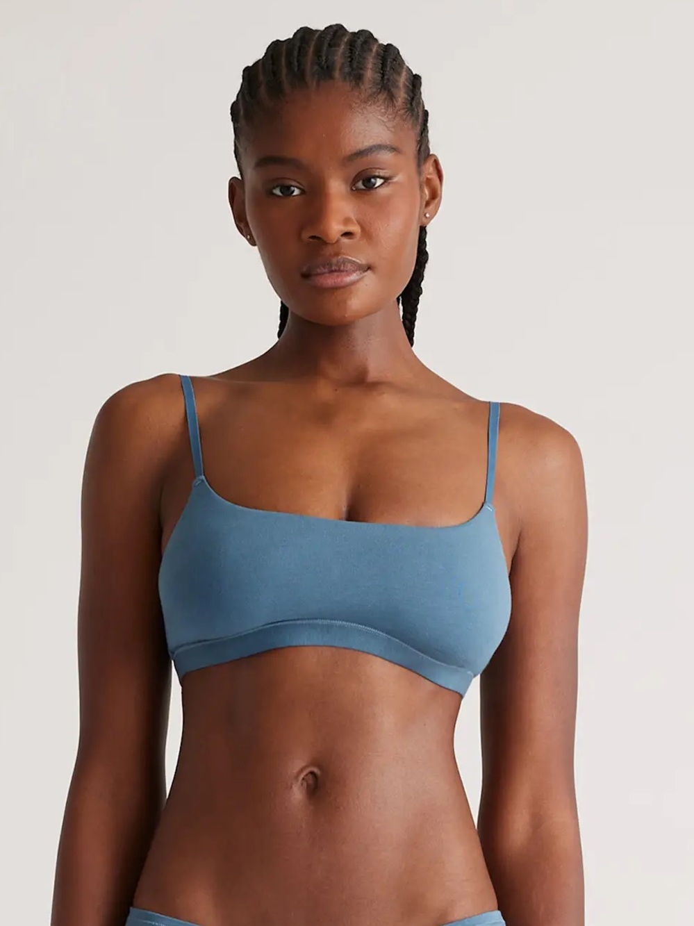 NWOT QUINCE 2 Pack Organic Cotton Scoop Bralettes Large Ocean 1020